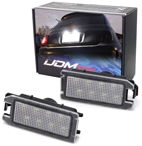 iJDMTOY Xenon White 3x Brighter 8-SMD LED CAN-bus Error Free License Plate Lights Compatible With Fiat 500, Maserati Levante; Compatible With Jeep Grand Cherokee