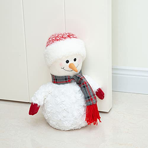 Marwood Cute Door Stopper Decorative Door Stops for Home and Office, Stuffed Fabric Christmas Door Stopper Weighted Interior Doorstop Floor Decorative - Snowman with Red Cap