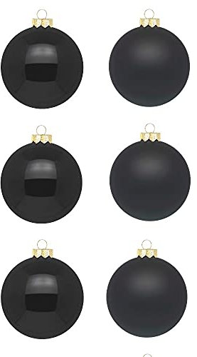 Inge Glas Weihnachtskugeln | Schöne Christbaumkugeln aus Glas | 30 Kugeln in Karton-Box | Christbaumschmuck Weihnachtsbaumschmuck Weihnachtsbaumkugeln (Ebony Black | schwarz Glanz/matt)