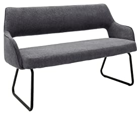 Robas Lund Esszimmerbank mit Rückenlehne, Sitzbank bis 280 kg belastbar, Esszimmerbank mit Stoffbezug Anthrazit