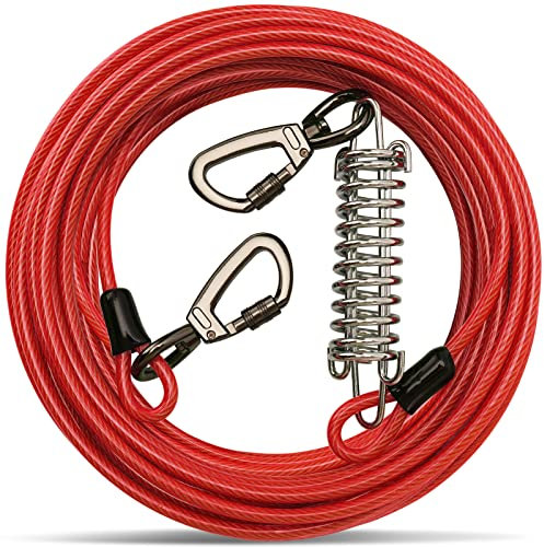 Cable de amarre con resorte para perros, correa larga para perro, corredor de perros para patio, resistente, cadenas de perro para exteriores, correa larga resistente para entrenamiento de perros al