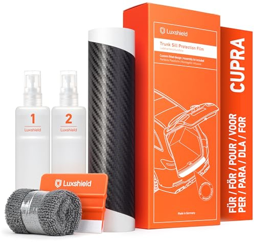 Luxshield Ladekantenschutz Folie für Cupra Born I 2021-2025 - Stoßstangenschutz, Kratzschutz, Lackschutzfolie - Carbon Schwarz