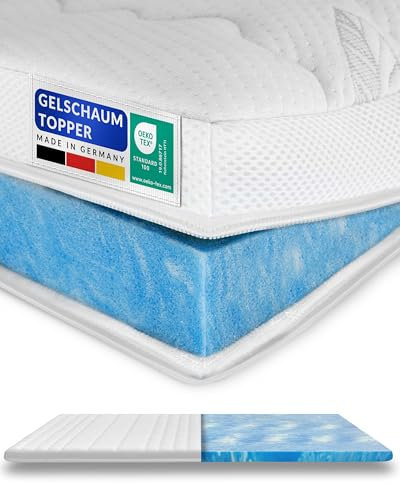 8 cm hoch - Premium Plus Gelschaum-Topper 120x190cm mit RG 50 - Hochwertiger Lyocell-Bezug - Antirutschfunktion - Umlaufendes Klimaband - Gel-Topper 120 x 190 8cm
