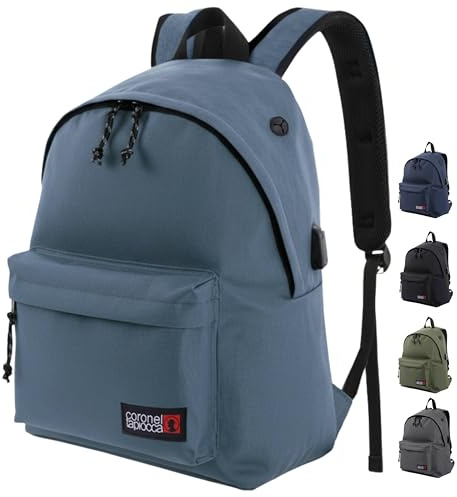 Coronel Tapioca Mochilas Hombre Mochila Hombre para trabajo, viaje, diario, escolar y escolares - 20L de Capacidad, Azul Claro