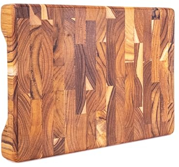 Erreke Tagliere da Cucina, Tagliere Legno, di Teak Naturale Spessore 3,2 cm, Tagliere da Cucina Professionale, Ideale per Piccole Cucine, per Servire Carne, Formaggio e Pane, 30x20x3,2cm