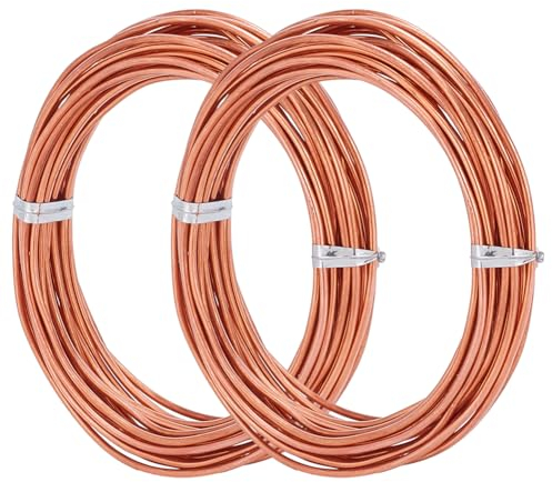 AHANDMAKER 2 Bundle Basteldraht 15 Gauge, 1.5 mm Kupferdraht, Schmuckdraht Für Schmuck, Perlen, Armbänder Und Bastelarbeiten, Dekorationen, Blumendekor (Kupfer 15 Gauge)
