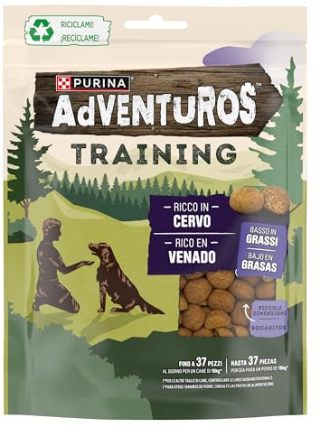 Purina Adventuros Training, Snacks de entreno, Aprendizaje, premios, chuches para Perros de Venado, 6 Bolsas de 115g