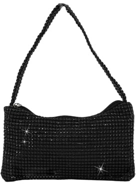LSFYSZD Women's Evening Bags Rhinestone Clutch Purse Sparkly Bling Mini Handbags Cross Body Hobo Bag for Cocktail Party (Black, 9in)