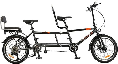 Vélo Pliant 20 Pouces Vélos Tandem pliants Vélo de Plage Cruiser pour Adultes, Vélo Tandem, Vélos Tandem réglables à 7 Vitesses Vélo de croisière