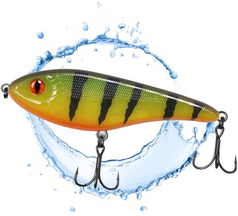 PERCH`N PIKE Jerkbait Hecht I 15cm, 80g Slow Sinking für große Hechte, Wobbler Jerkbait Hechtangeln, Kunstköder, Angelköder Raubfische, UV-aktive Jerkbaits (Fire Tiger UV)