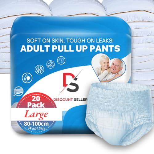 Unisex Large Incontinence Pants for Women & Men, 20–Count, 80x100cm | Super Absorbent, Leak-Proof Adult Nappies, Odour Control & Soft Stretch Adult Diapers– Easy to Wear Adult Nappies for Womens