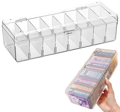 Karteikarten Box, Sammelkarten Aufbewahrungsbox, Transparentem Kunststoff Spielkartenbox, Karteikasten mit Abnehmbaren Trennbretter, Transparente Karteikartenbox mit Deckel, für bis zu 700 Karten