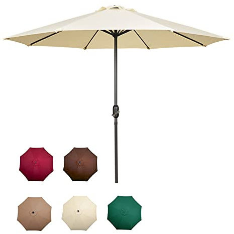 LSLYTQ Garden Parasol Umbrella 2.7 M, Sun Shade for Outdoor, Wine Red, Dark Green, Beige, Khaki, Brown, Metal Pole and Ribs, Base Not Included, for Terrace Balcony, Outdoor Table Umbrella good