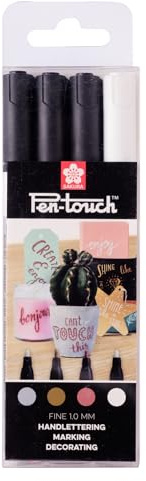 SAKURA Pen-Touch Handlettering SET,4 Metallic DekoMarker,fein 1.0mm