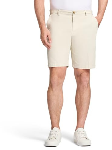 IZOD Men's Saltwater 9.5 Flat Front Chino Short, Silver Birch, 40