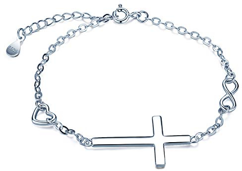 Unendlich U 925 Sterling Silber Frauen Damen Armband Kreuz Unendlichkeit Symbol Herz Charm Armband Verstellbare Armkette Armkettchen