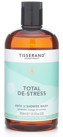 Tisserand Aromatherapy - Total De-Stress - Bath & Shower Wash - Orange, Geranium, Nutmeg Essential Oil - 100% Natural Pure Essential Oils - 400ml