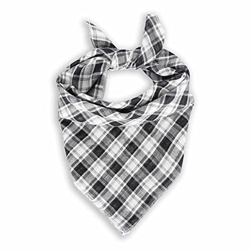 MONKIMAU Hundehalstuch für große Hunde - Halstuch Hund kariert und gestreift (schwarz)