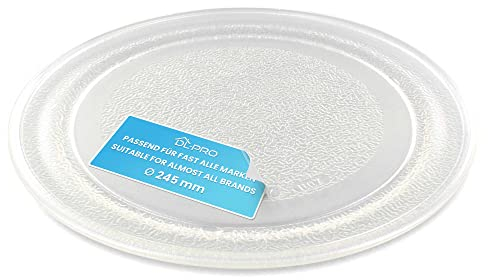 DL-pro Universal Mikrowellenteller 24,5cm Glatt Drehteller Drehscheibe Teller Glasteller Glasplatte Glasdrehteller 245mm Rund Ersatz für Microwelle Mikrowelle