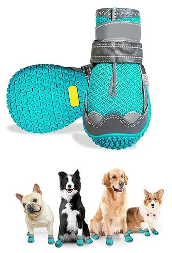 Havenfly Bottes de Protection pour Chien, 2 pcs Chaussures pour Chien Respirantes avec Sangles Réfléchissantes et Semelle Antidérapante