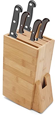 Ceppo portacoltelli in bambù per cucina, portacoltelli da banco portacoltelli con 6 fessure