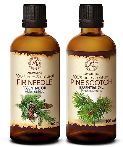Aceite Esencial Abeto - Abies Sibirica - Aceite Esencial de Pino Escocés - Pinus Sylvestris 2x100ml - 100% Puro y Natural - Calmante - Refrescar el Espacio - Difusor - Aroma Fresco - Aromaterapia