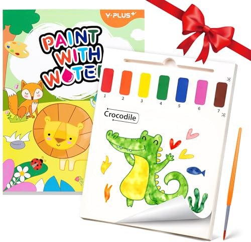 YPLUS Peinture avec Livres d'Eau pour Tout-Petits ，Papier de Peinture Aquarelle Enfants 1-4 Ans ， Cadeau Artisanat d'Art avec Pinceau - Animaux