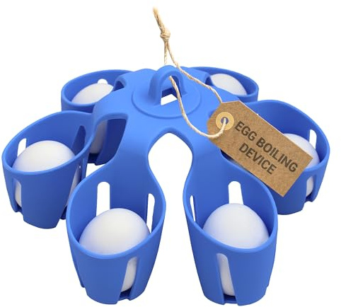 TheEggDropper Silicone Egg Boiling Gadget, Cooks 6 Eggs at a Time, Dishwasher Safe, Hard Boiled Egg Holder, Makes Hard or Soft Boiled Eggs, No Mess, Fits in a Drawer, Kitchen Egg Storage Rack.