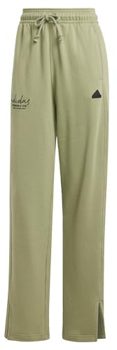 adidas Damen Signature Graphic Embroidery French Terry Straight Leg Pant, Tent Green, M