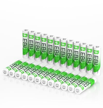 EBL AAA Rechargeable Batteries 24 Counts, Ni-MH Rechargeable AAA Batteries 1.2V Triple A Battery for Remote Controls Household Electronic Devices