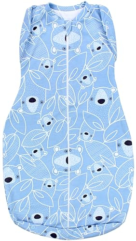 TupTam Baby Pucksack OEKO- TEX zertifizierte Materialien Swaddle Bag Wattiert Babyschlafsack 2.5 TOG unisex, Farbe: Unwattiert 0.5 TOG/Bärchen Blau, Größe: 0-3 Monate