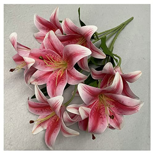 Fleurs artificielles pour la décoration 3D 9 têtes bouquet de fleurs artificielles fleur de lys artificielle pour décoration de table de mariage fausses fleurs ornement de maison fleurs artificie