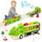 snookids Dinosaurier Truck Spielzeug für Kinder - Faltbar Rennbahn Transporter Spielzeug mit 6 Dino Cars, Lastwagen Kinderspielzeug Geschenke für Jungen Mädchen ab 3 4 5 6 7 Jahre