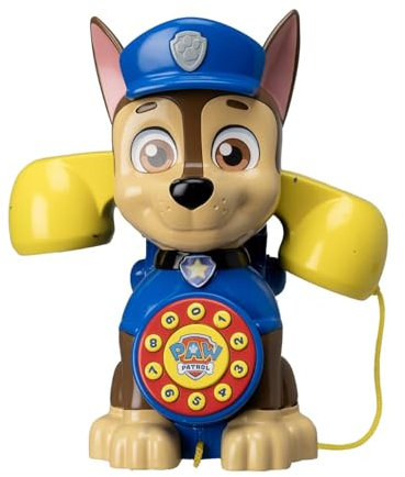 Paw Patrol – Telefonfigur Chase, mit Rückruffunktion, mit Rädern und Zugseil, offizielles Produkt, ab 18 Monaten (Deqube 931PAT15006)