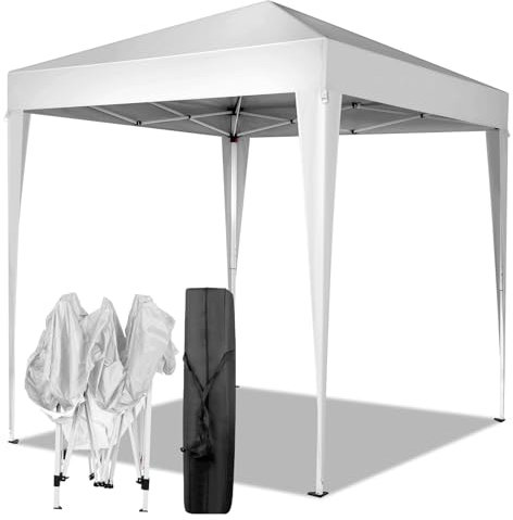 Bonnlo Pop Up Gazebo Easy One Person Setup Instant Outdoor Canopy Folding Garden Gazebo Party Tent (White, 2x2m)