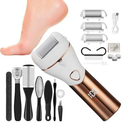 Lunaobrik Aides à pédicure pour pieds - Dissolvant électrique pour callosités | Épilateur professionnel pour les pieds pour les cellules mortes de la peau | Kit de soin des pieds pour callosités