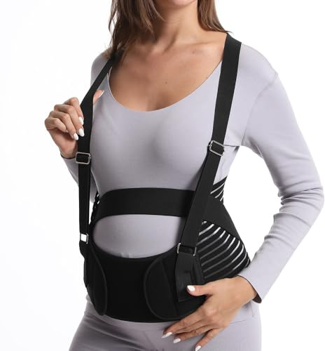 XFSRG Ceinture Grossesse Femme Enceinte de Soutien Abdominale Élastique Respirante Soulage les Douleurs Lombaires s’Adapte à l’Évolution du Ventre(Noir/XL)