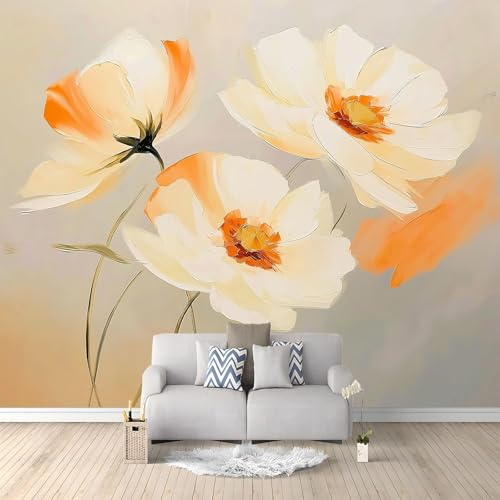 Carta da parati fotografica in tessuto non tessuto, motivo floreale astratto, pittura a olio, colore grigio chiaro, decorazione per soggiorno, camera da letto, bagno, carta da parati fotografica, 250