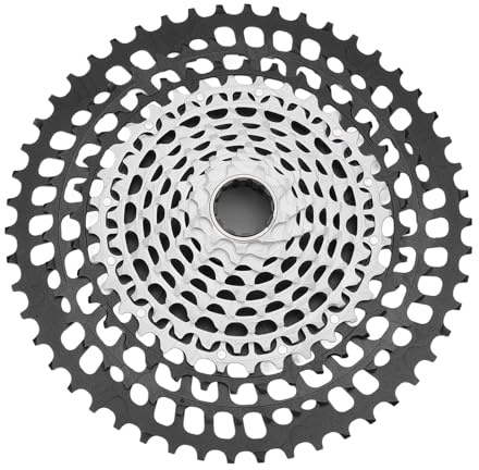 UPALDHOU 11-växlad Cykelkassett Svänghjul Aluminiumlegering Stål Lätt Hållbar Ihålig Design Slätväxlar för Mountain Road-cyklar med XD Freehub Body (Svart silver)