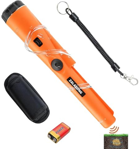 Détecteur de métaux Pinpointer, Détecteur de métaux Portable avec Batterie 9 V Indicateur LED Étui, pour la Recherche d'or, de Bijoux, d'argent et de trésors