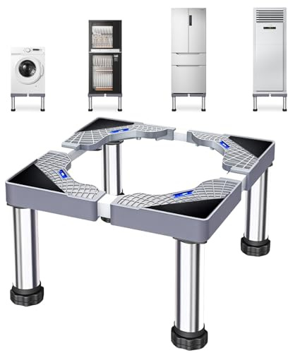 Yolispa Base Lavadora con 4 Patas Antideslizantes, Soporte para lavadora, Soporte Ajustable para Lavadora Secadora Frigorífico, Base para Lavadora Alta Carga 300KG