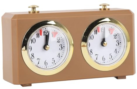 KIMISS Orologio da Scacchi Meccanico Vintage con Quadranti Grandi - Timer Analogico a Carica per Competizioni di Scacchi, Go e C Se (Abbronzatura)