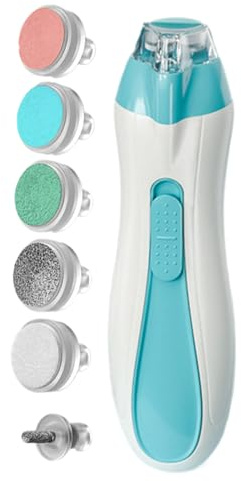 Lima de uñas eléctrica para bebé - Kit de lima de uñas y pulidor de uñs eléctrico seguro con luz LED | Set de cuidado de manicura con batería antipellizco para niños, niñas y recién nacidos, kit de c