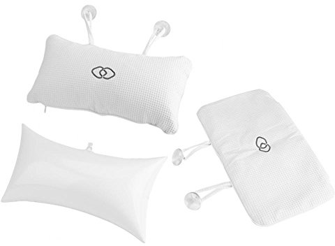 Delaman Coussin de Baignoire Coussin Oreiller de Bain pour Spa Douche Relaxion Parfaite Sèche Rapide Résistant aux Odeurs Antidérapante avec 2 Ventouses