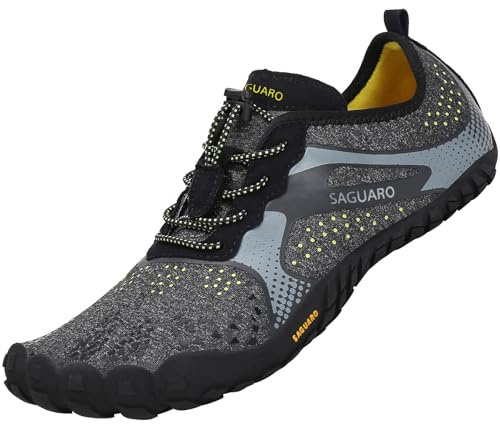 SAGUARO Zapatos Barefoot Hombre Zapatillas Minimalistas Mujer Calzado Trail Running Negro 44