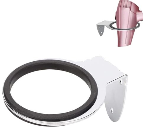 Canyita Soporte para secador de Pelo, Anillo Simple montado en la Pared Baño de Acero Inoxidable Secador de Pelo Estante de Almacenamiento Organizador de soplador(#1)