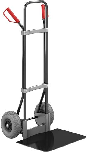 eurokraft | Sackkarre | schwarz | Schaufel-BxT 450 x 500 mm | schwarz | PU-Bereifung