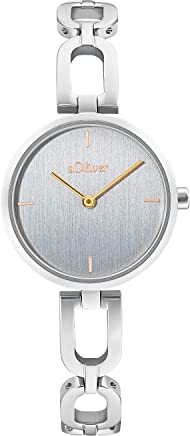 s.Oliver Armbanduhr Damen Quarzuhr Analog, mit Edelstahl Armband, Silber, 3 bar Wasserdicht, Kommt in Uhren Geschenk Box, 2033523