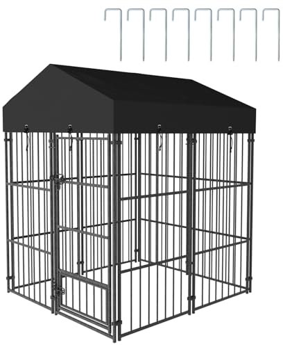 BingoPaw Perreras Exteriores Caseta Perros Exterior para Perros Grandes Medianos Pequeños Jaula Perro de Metal Resistente con Techo Impermeable y Puerta con Cerradura para Mascotas127x120x165cm S