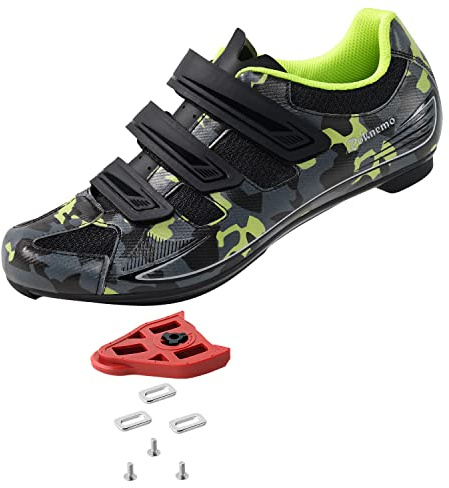 Mens Cycling Shoes Peloton Compatible - Delta Clip in Spin Bike Shoes with SPD Cleats - Perfect for Indoor Outdoor Road Bicycle Racing - Camo Green Size 15